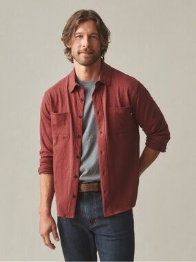 NWOT American Giant Men's Premium Slub Button Up Long Sleeve Russet Brown